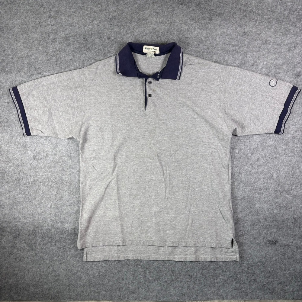 Vintage Willow Pointe Grey Herringbone Polo Shirt XL Midwest Cabinets Cotton